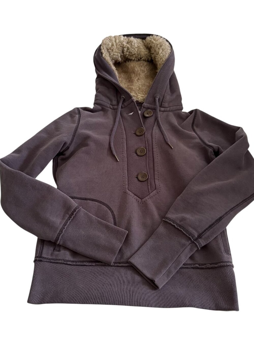 Vintage Y2K American Eagle Hoodie Sweatshirt S Blue Fur Lined Hood Emo Grunge